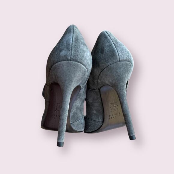 Stuart Weitzman Stiletto Pointed Toe Grey Suede Heels Pumps Sz 7.5 - Picture 7 of 13
